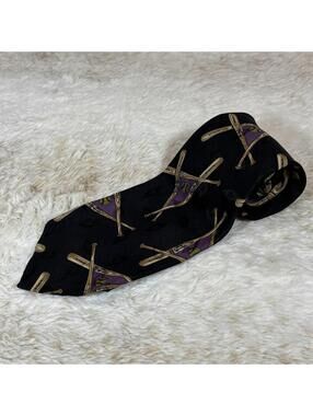 XMI Nordstrom Silk Tie Baseball Bats Novelty Black Made USA